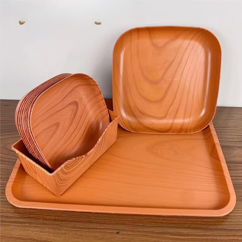 ZISIZ Creative Plastic Wood Grain Dining Set