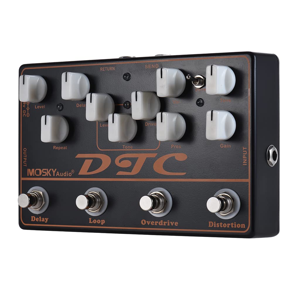 Sunydog DTC Electric Guitar Effects Distortion Overdrive Loop Delay 4-in-1 Pedal + + +