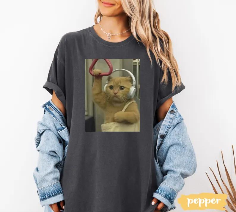Novelty Creativity Cat Van Gogh Cat for Cat Lover T Shirts Meme Tee Women Unisex Cotton Summer Harajuku Oversized Loose Streetwear