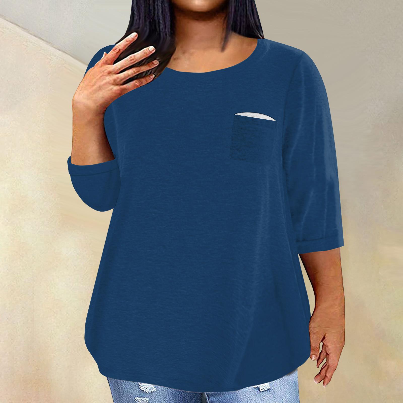 

Женский модный повседневный пуловер с круглым вырезом и рукавом три четверти с принтом, топ с рукавами 4/3 L