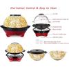 6 Quart Popcorn Machine, Stir Crazy Popcorn Popper Machine, Electric Hot Oil Popcorn Maker Machine, Large Lid for Serving Bowl and Two Measuring Cups