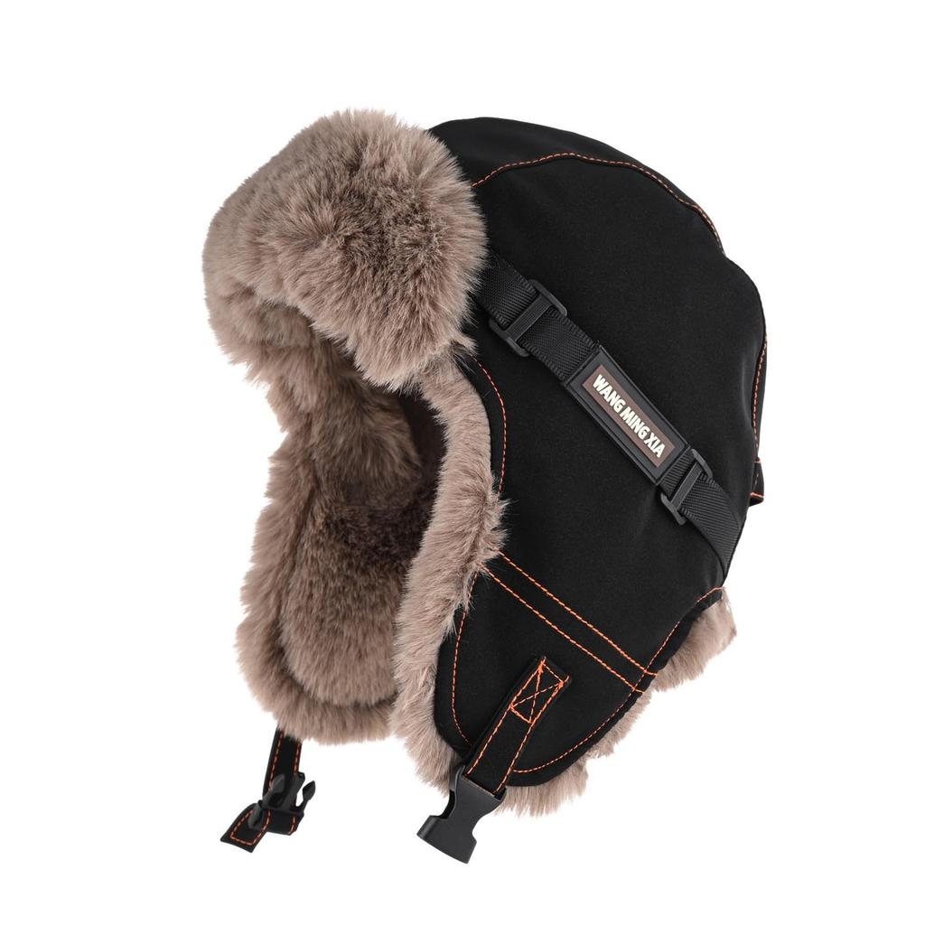 Hong Kong wind locomotive cap men and women winter velvet thickened warm ear protection cycling outdoor pilot hat