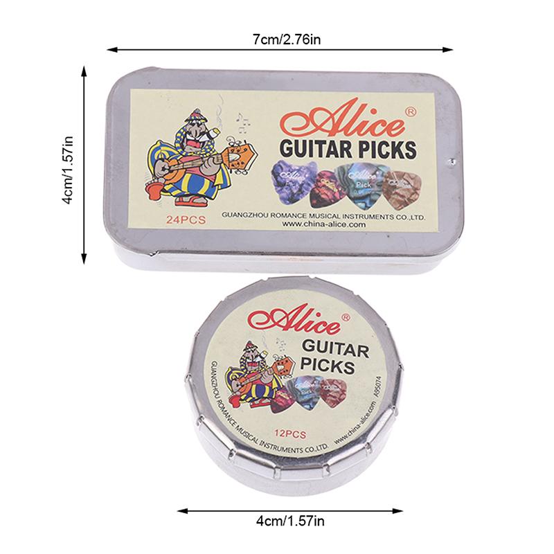 12/24Pcs Acoustic Electric Guitar Picks Plectrums Multifunction Celluloid With Metal Picks Collection Box For Guitar Lovers