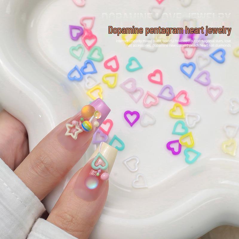 

Красочные полые аксессуары для нейл-арта в виде звезд и сердец