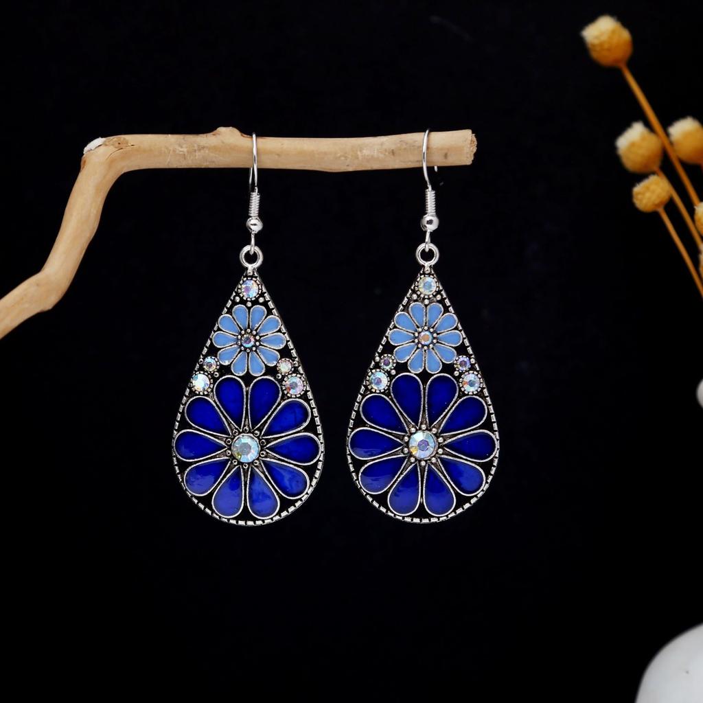 Bohemian Ethnic Style Oval Earrings, Retro Tourist Attractions Ethnic Minority Fringed Beaded Earrings