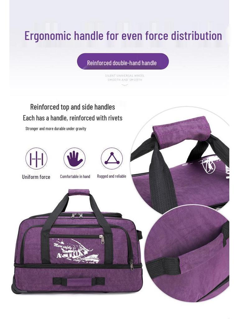 Expandable & Waterproof Oxford Cloth Rolling Duffle Bag - Large Capacity for Men, Women, Students; Foldable & Hand-Carry for Short Trips