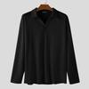 INCERUN Autumn Men Lapel Neck Long Sleeve Texture Pullover Tops