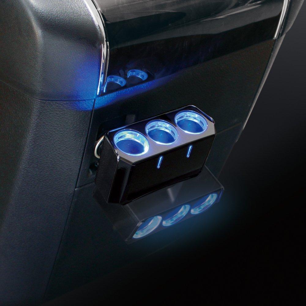 Tsuchiya Yac PZ-737 Car Accessories Socket Splitter Ring Light Socket Triple Direction Black