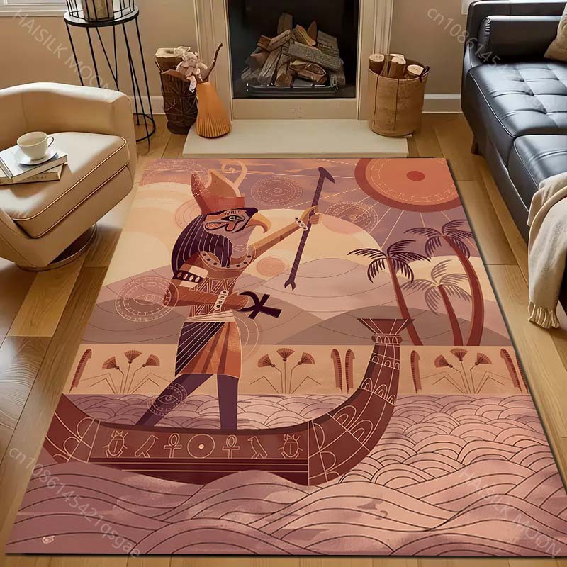 Ancient Egyptian Murals Print Carpet for Living Room Bedroom Sofa Doormat Decor Sofa Area Rug Non-slip Floor Mat for Gifts