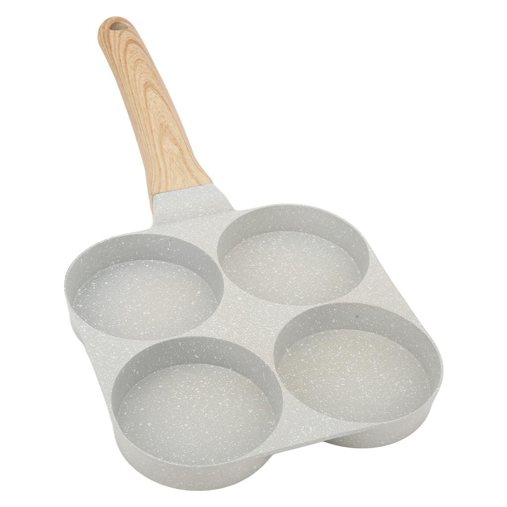 4 Hole Nonstick Egg Hamburger Frying Pan Mini 4 Cup Omelette Pan with Handle for Universal Flat Bottom Induction Cooker