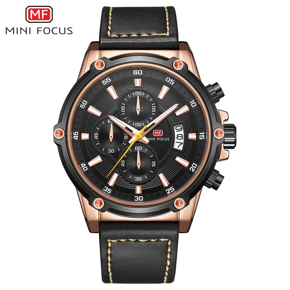 MINI FOCUS Business Fashion Large Dial Men's Watch Three-eye  Calendar Luminous Waterproof Men's Watch Men Quartz Watches