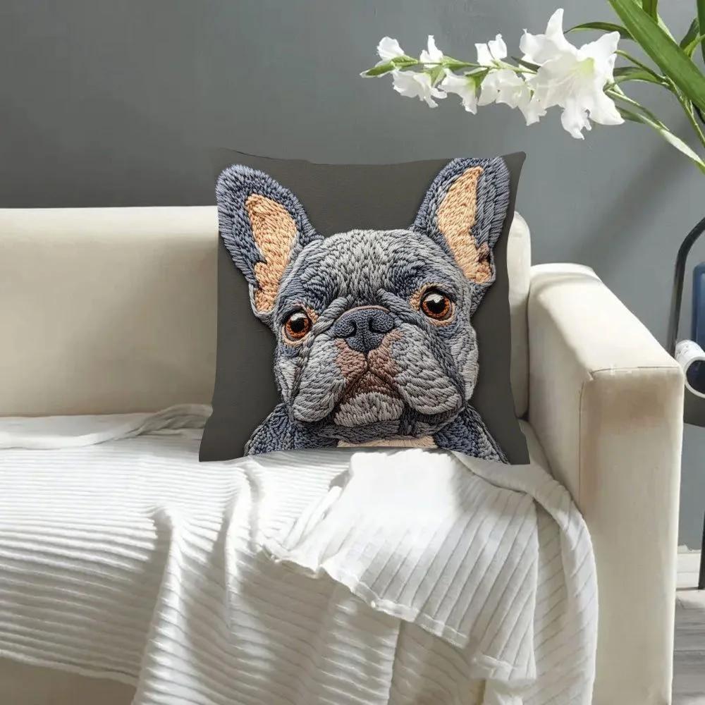 French Bulldog 2D Print Pillow Cover No Embroidered Suitable For Home Sofa Pet Store Decoration Single-Side Printing 1Pc