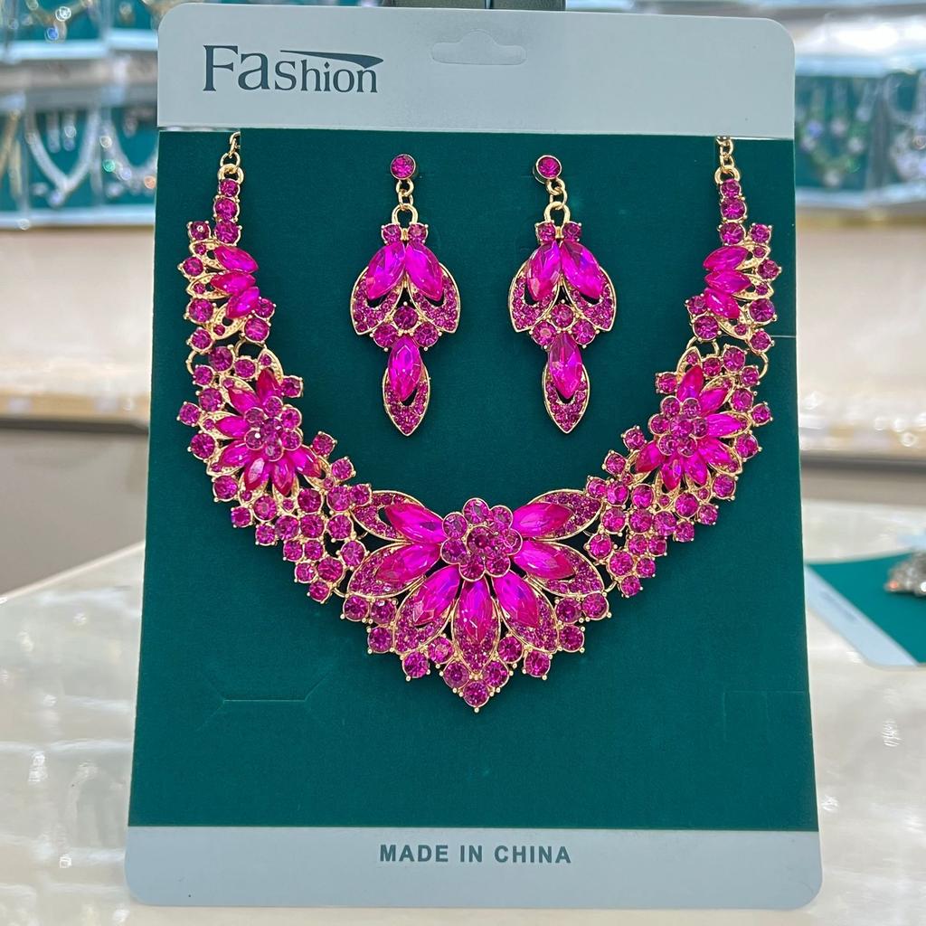 Bridal Necklace and Earrings Set - Colorful  Vintage-inspired  High-end Design Accessories