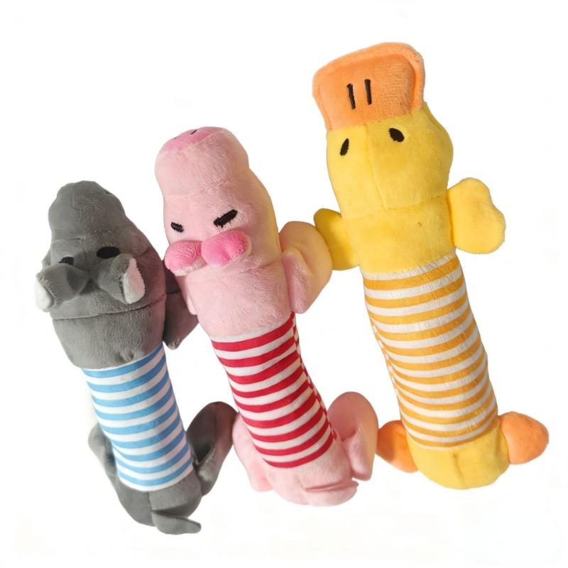 Soft Plush Elephant Shaped Squeaky Chew Toy for Pets