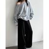 Johnature High-waist Drawstring Wide-leg Pants Women Autumn Casual Sports Sweatpants Floor-length Trousers
