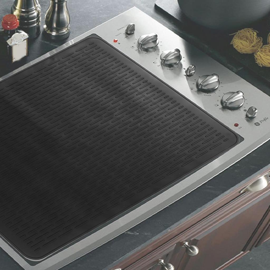 Silicone Stove Mat Extra Large Heat Resistant Prevent Scratching Non Slip Silicone Stove Top Protector for Kitchen Black