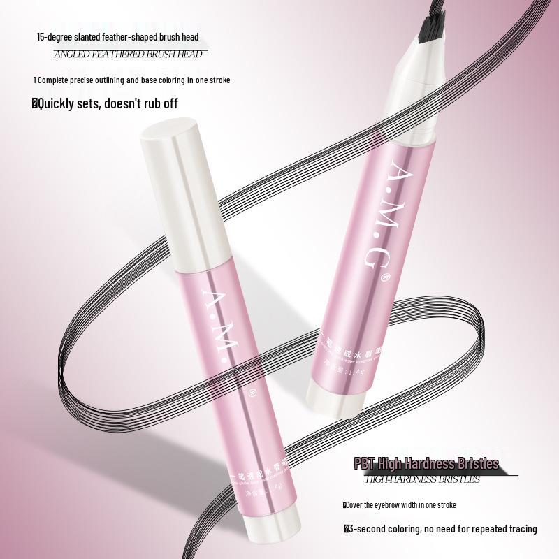 A.M.G One-Stroke Quick-Dry Brow Pencil: Natural Smooth Outlines, No Smudge, Perfect for Beginners.