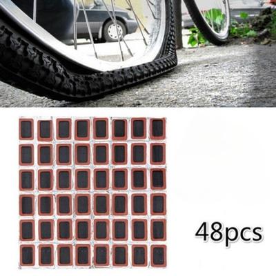 48Pcs Square Round Rubber Cycling Bicycle Tire Tyre Puncture Repair Patches Tool