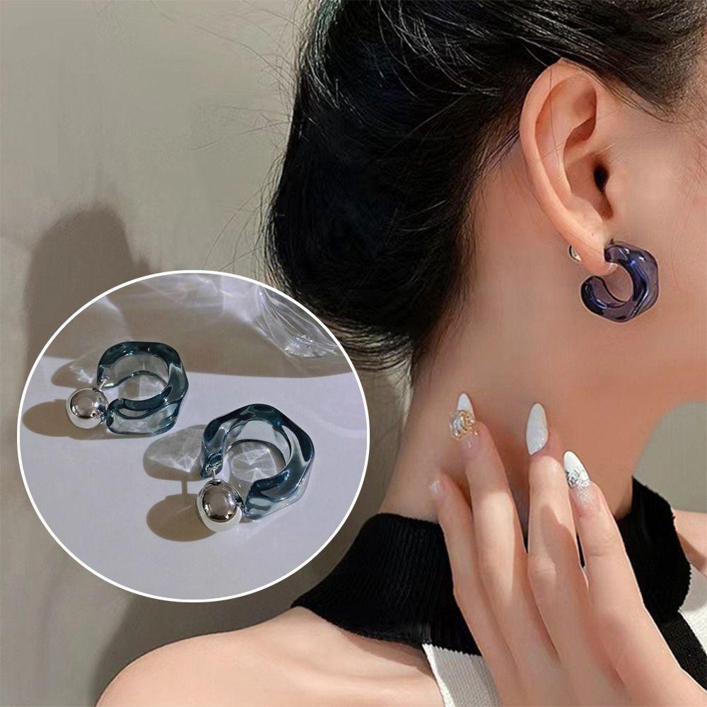 Lightweight Acrylic Hoop Earrings Metal Resin Earrings New Fashion Earrings Women Jewelry