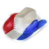 Light Up Cowboy Hat WesternStyle Sequins Hat US Flag Color LED Cowgirl Hat Adjustable Flashing Fedora Costume Accessory