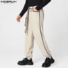 INCERUN Autumn Men Casual Zip-up Waist Stitching Lace-up Corduroy Long Harem Pants Trousers 