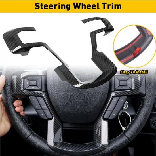 

Steering Cover Bezels Wheel Trim Carbon Fiber For Ford 2017- F150 F250 F350