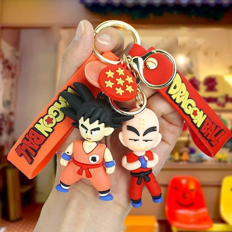 Cute Cartoon Dragon Ball Z Pvc Keychain Accessories Fun Durable Rubber Keyring For Goku Gohan Tien Buu Master Roshi