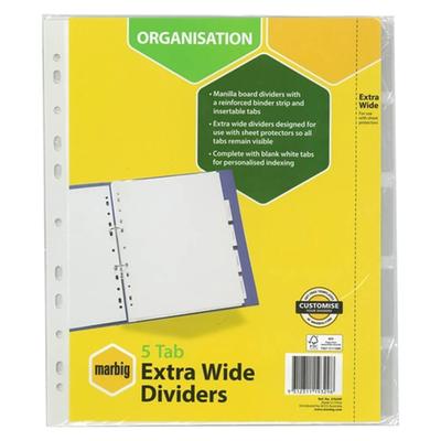 Intercalaires Marbig 5 Onglets Manila Extra Large A4 (blanc)