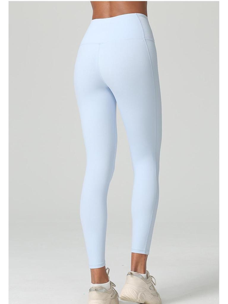 Spring-Summer High Waist Ribbed Patchwork Leggings: Butt-Lifting, Tummy-Control Yoga & Running Pants