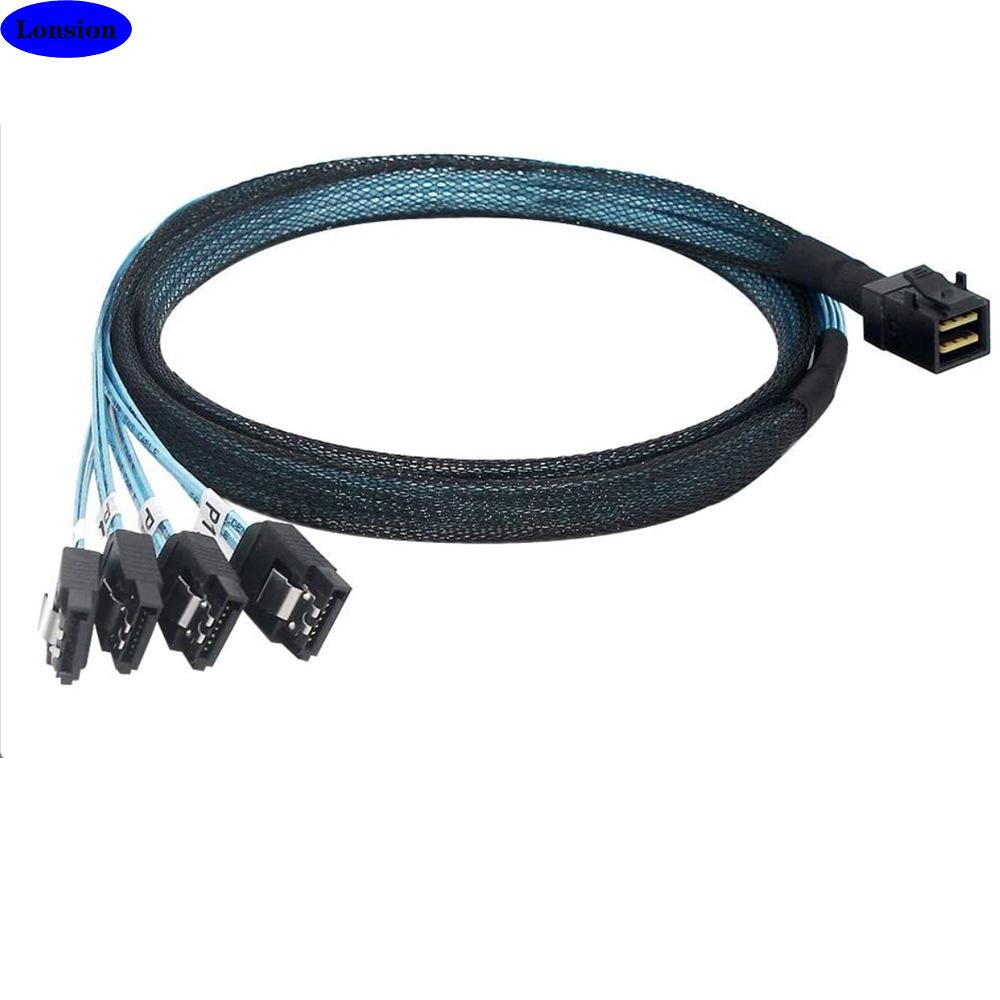 

MINI SAS HD 8643 to 4X SATA 7P Female Internal High-Speed Server Connection Cable 0.5m чёрный