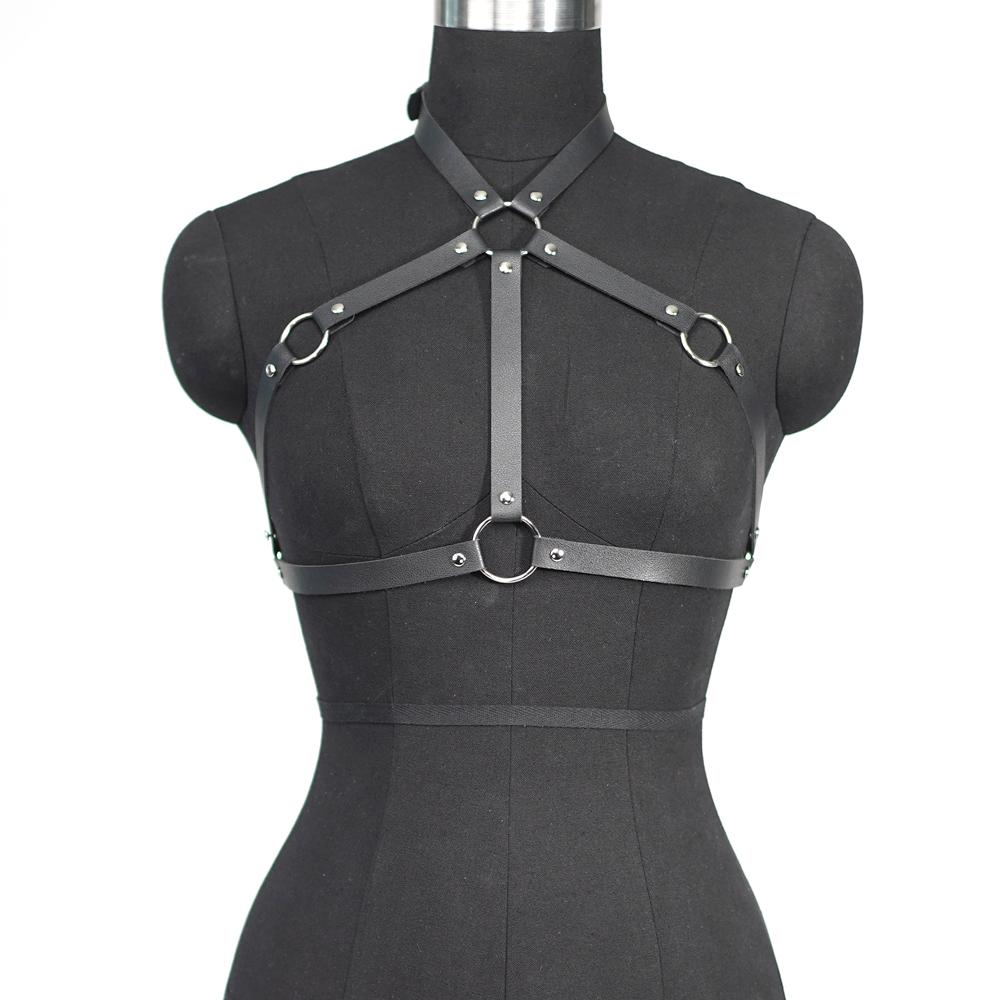 Pu Leather Fashion Chain Harness Belt Chest Harness Corset Bondage Lingerie Punk Gothic Lingerie Fetish Women Clothing