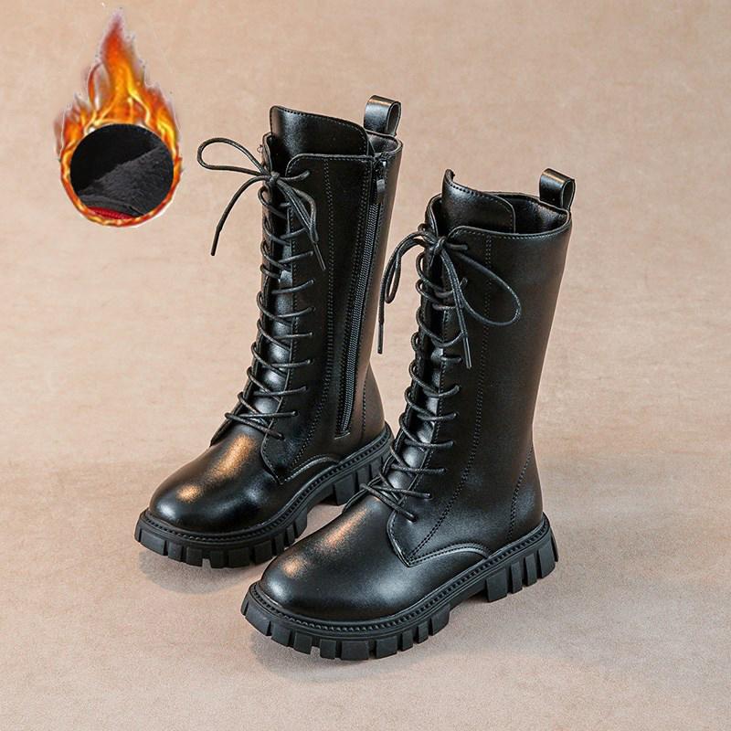 

Девочки Высокие Сапоги Сапоги Принцессы Детская Мода Шикарные Однотонные Черные Туфли для Униформы Вечеринки Ботинки Мартин Сзади Осень Зима Теплые Низкий Каблук Детские Сапоги 27 чёрный