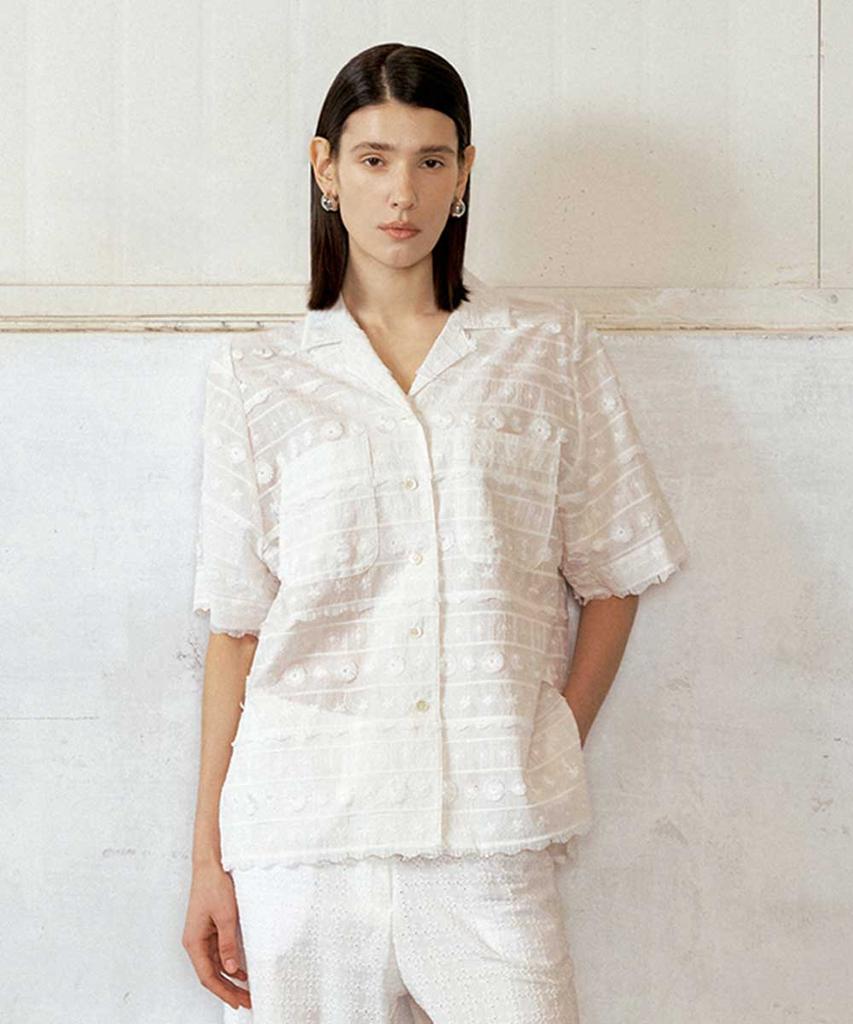 Baniseunyuyog 26Ss Camille Embroidered Shirt Blouse Ivory