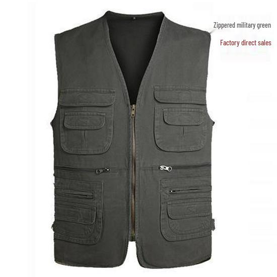 

Men s Multi-Pocket Fishing Vest for Spring & Autumn - Ideal for Middle-Aged & Elderly L for 160-165cm