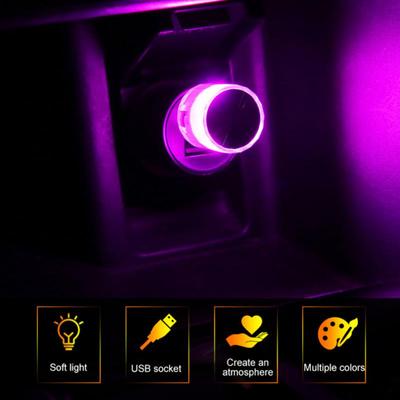 Car Mini USB LED Ambient Light Interior Decorative Lighting Atmosphere Lamp Portable Gradient Colorful Night Light For Home Car