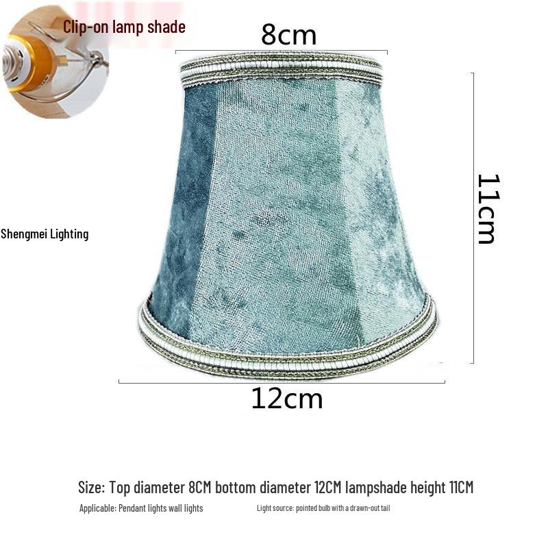 European Crystal Chandelier Fabric Lampshade, Clip-On, E27 Large Base, E14 Candle Bulb, Wall Light Shell Shade