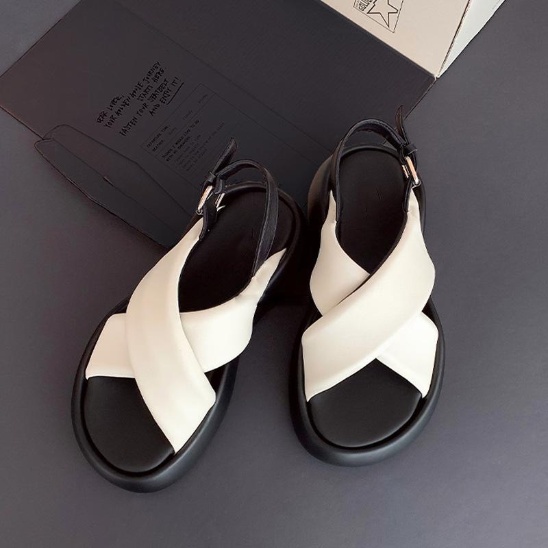 

Su Yinyin has the same platform sandals for women s new summer cross-buckle with bubble bread casual sandals. 35 белый