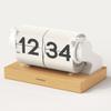 Mooas Multi-Wood Mini Flip Desk Clock, Retro Vintage Analog Automatic Flip Clock, Timer Calendar, Desk Clock with Large Numbers, USB-C Rechargeable, P