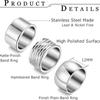 3 Pieces of Stainless Steel Men's Wide and Thick Jewelry Thumb Ring Matte Solid Color Wedding Ring Hammer Forged Comfortable Fit