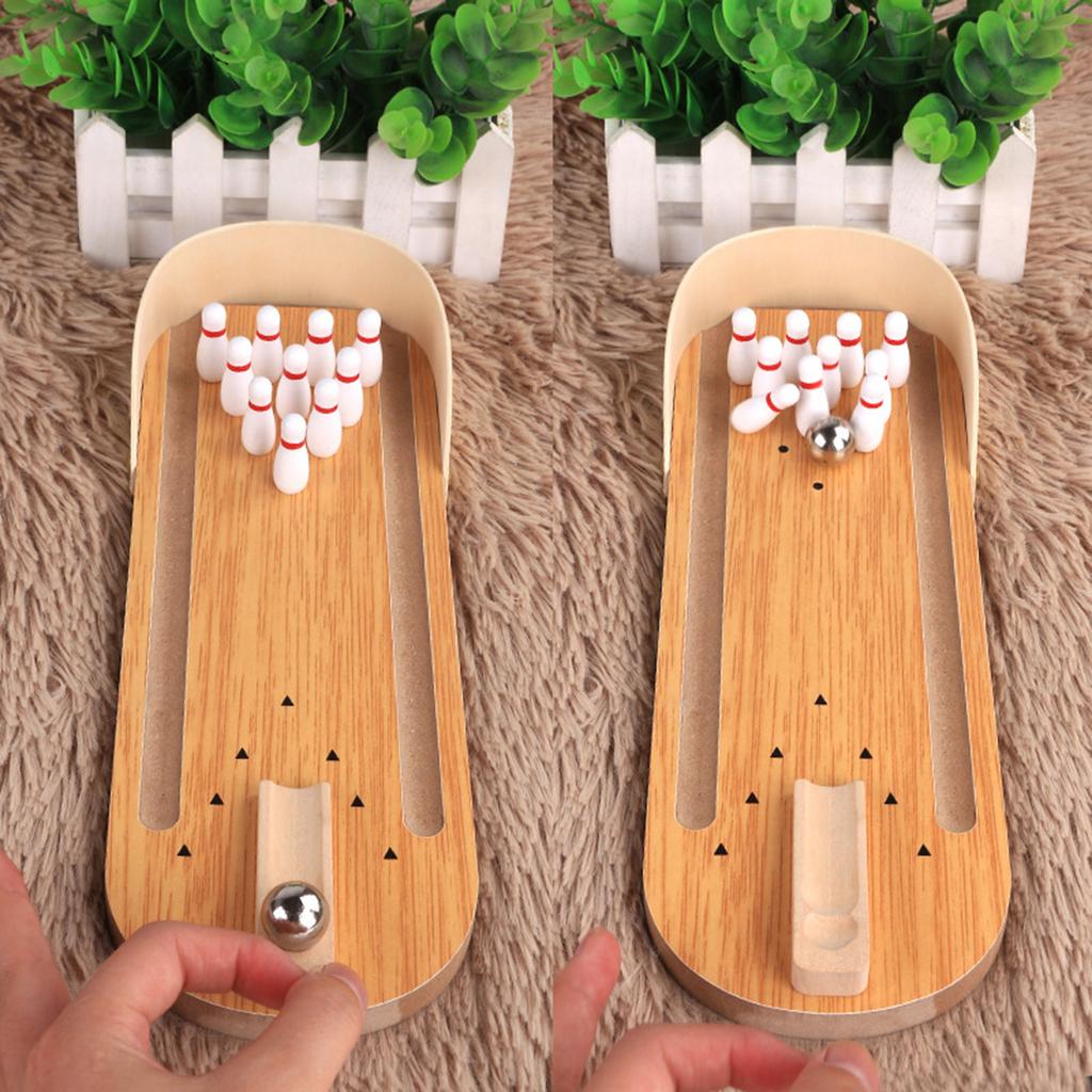 Desktop Bowling Spielzeug Heim Bowling Geschenk für Männer Erwachsene Kind Teenager Junge Mini Bowling Spielset Holz Tischplatte Bowling Spiel