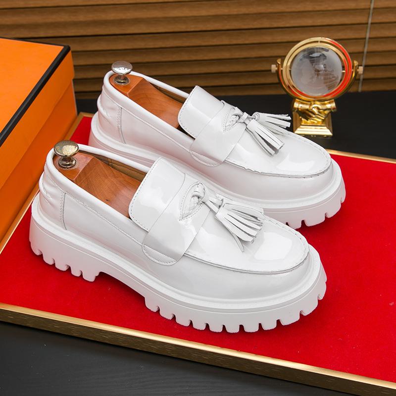 Men's foot cover big head leather shoes British style dress business casual shoes large size loafers fringed men's shoes