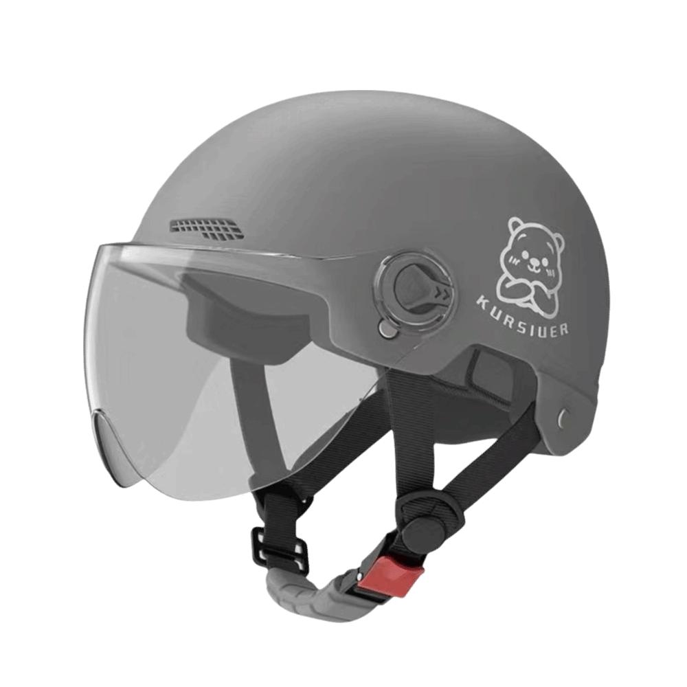 Cartoon Bear Electric Bicycle Helmet With Goggles Universal Half Helmet  Universal