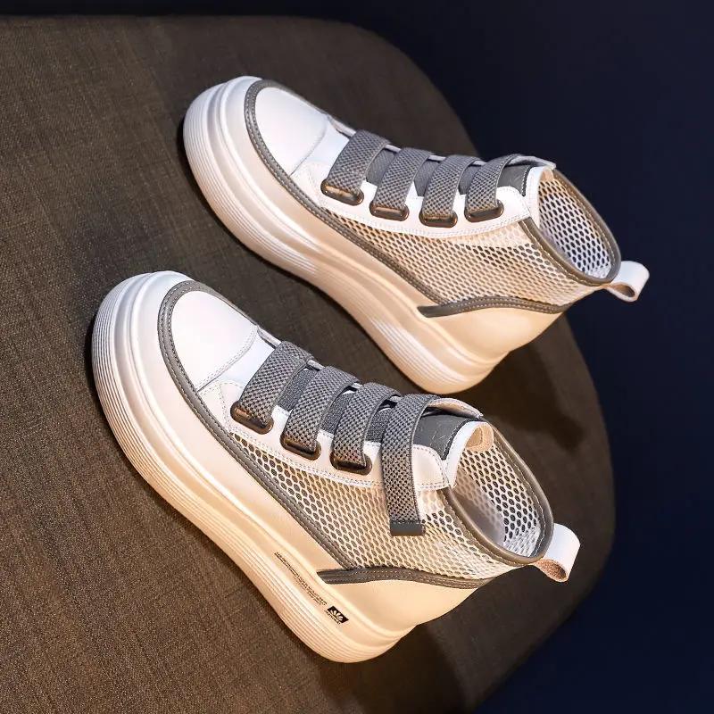 

Обувь 2024 года, высокие женские туфли на сетчатой дышащей платформе, черные женские, новые 39, модные туфли, весна, город, осень, тенденции 2020 года 40