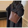 Simple retro bucket bag hand carry commuter bag women's bag shoulder underarm handbag women's bag