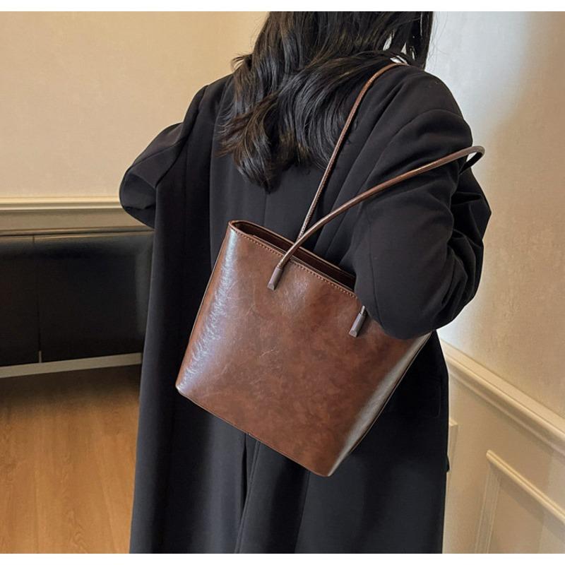 Simple retro bucket bag hand carry commuter bag women's bag shoulder underarm handbag women's bag