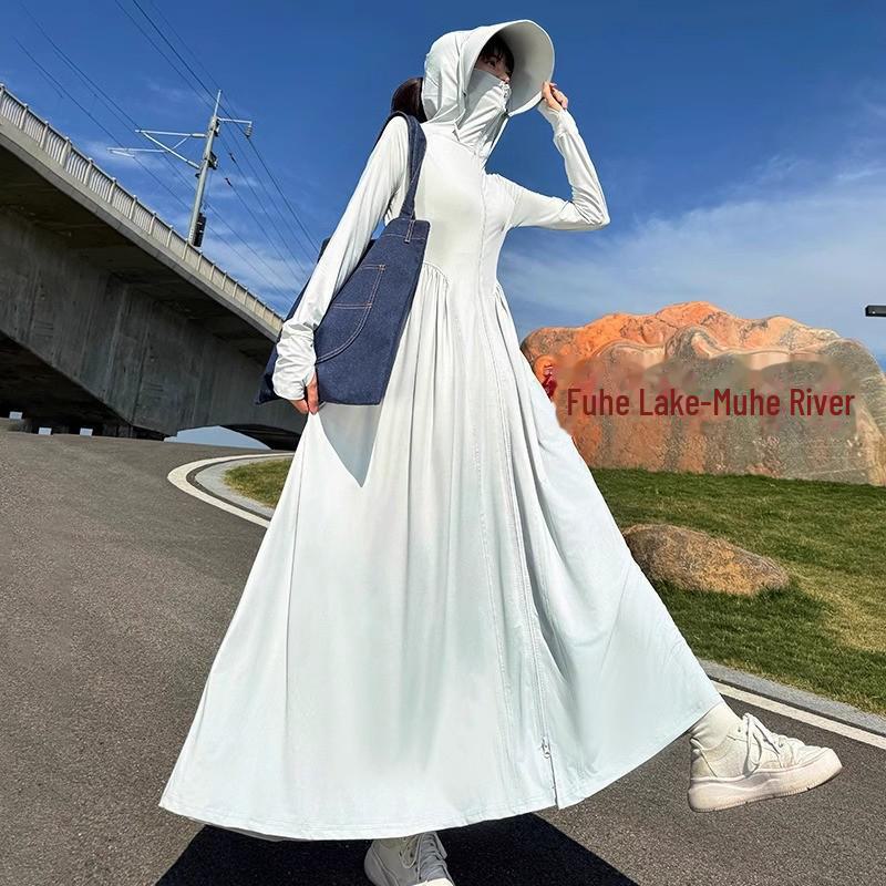 Women's Slim Fit Ice Silk Sun Protection Jacket - Long, Lightweight UV Shield for Summer 2024