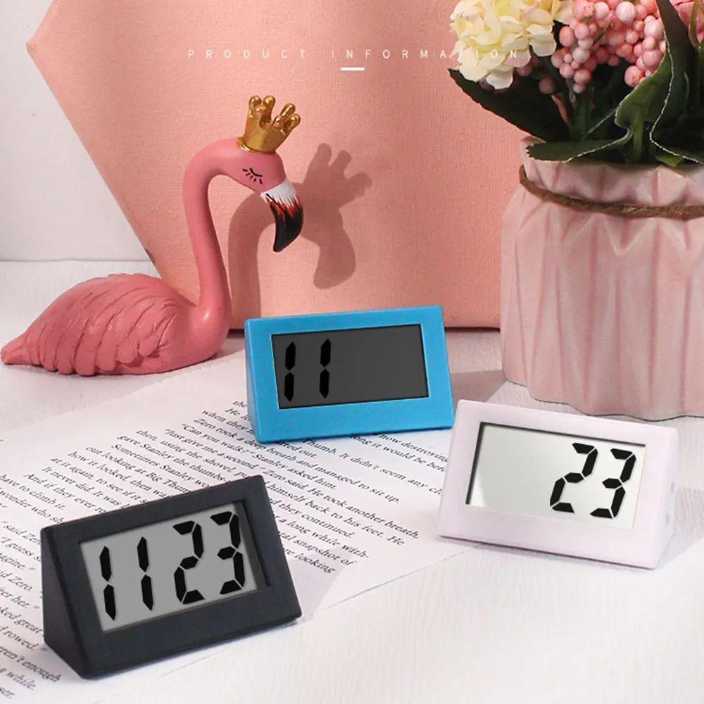 1Pcs Time Display Mini Triangle Clock Silent Desktop Electronic Clock  For Home Bedroom Office Car
