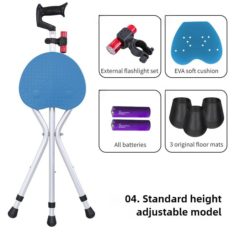Adjustable Multifunctional Aluminum Alloy Crutch Portable Walking Assistant Lightweight Elder Cane Stool