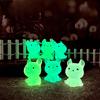 Micro Feature Cartoon Cute Glow-in-the-dark Roll Ear Cat Resin Feature Desktop Car Light Up Cat Ornament Accessories