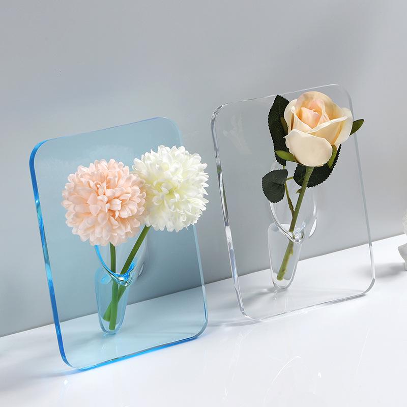 Transparent Acrylic Photo Frame Vase - Korean Nordic Style for Home Decor